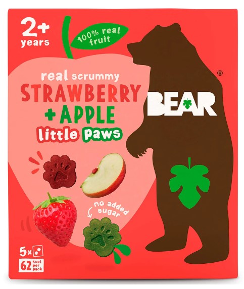 Bear Little Paws Strawberry & Apple 5 x 20g