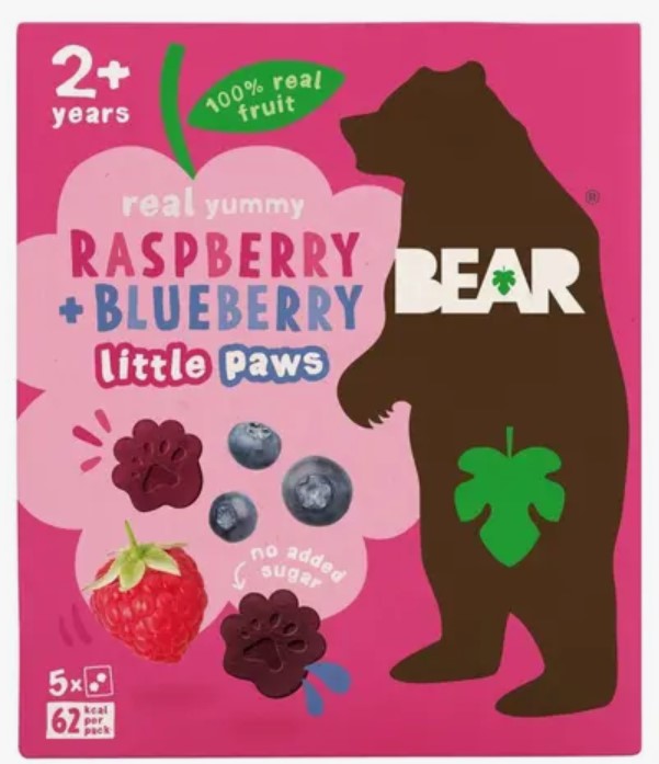 Bear Raspberry & Blueberry Little Paws 5 x 20g