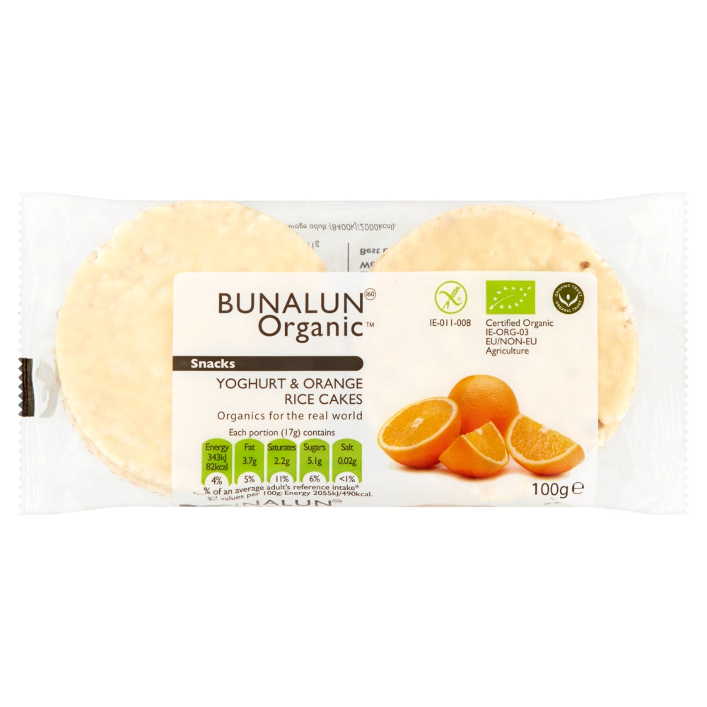Bunalun Organic Yoghurt & Orange Rice Cakes 100g