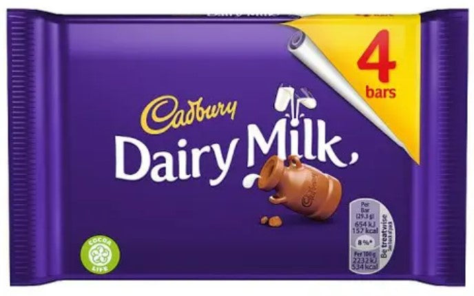 Cadbury Dairy Milk 4 Bars 108.8g