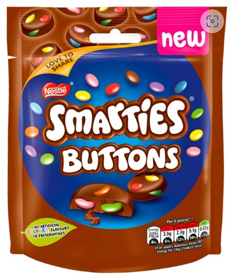 Smarties Buttons Milk Pouch Bag 90g