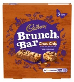 Cadbury Brunch Oats Chocolate Chip Cereal Bar 5 Pack 160g