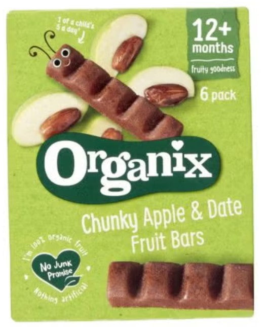Organix Chunky Apple & Date Fruit Bars 6 x 17g